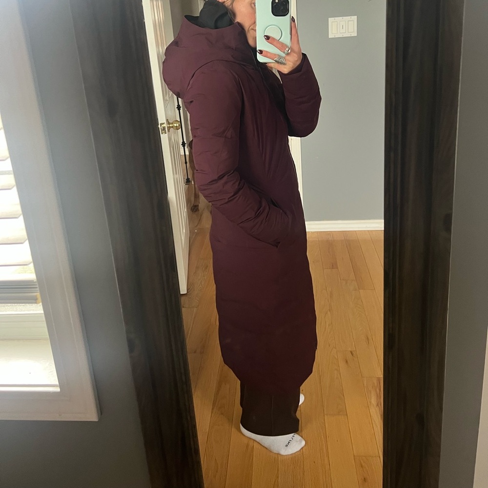 Lululemon Burgundy Long Puffer Coat - Picture 2 of 3